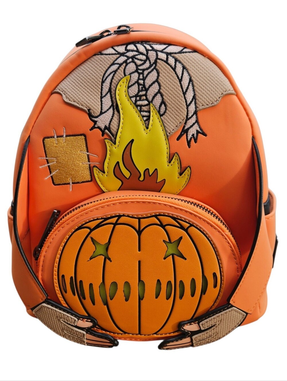 Loungefly Trick 'R Treat Flaming Pumpkin Head Sam Light Up Glow Mini Backpack